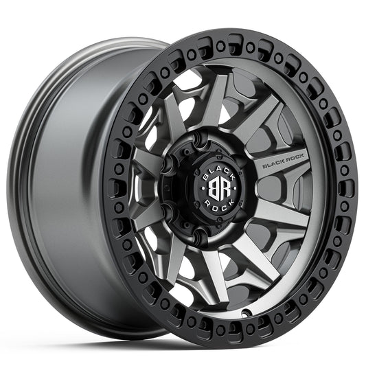 BLACK ROCK CAGE Gunmetal Grey Black Ring