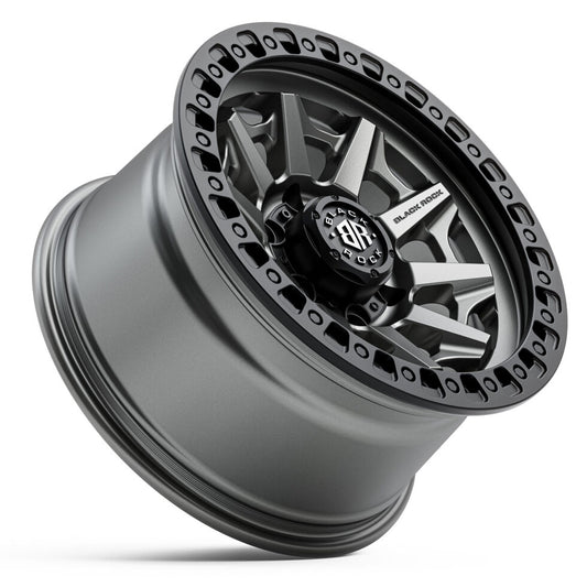 BLACK ROCK CAGE Gunmetal Grey Black Ring