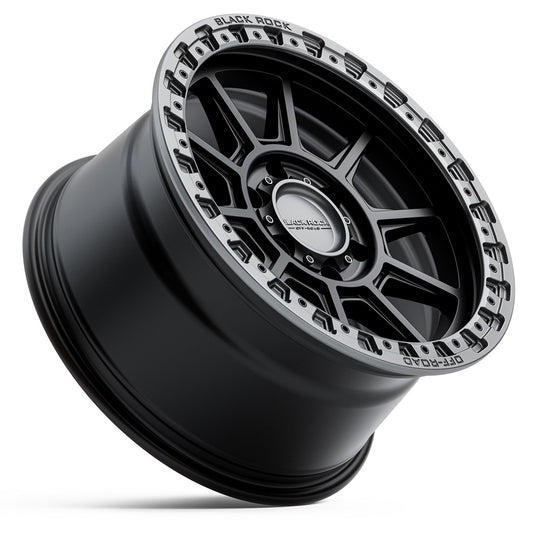 BLACK ROCK GUNNER Satin Black Grey Ring