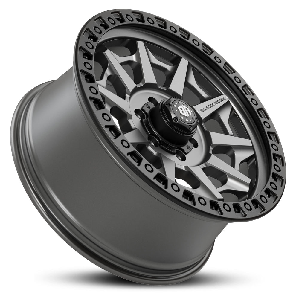 BLACK ROCK CAGE Gunmetal Grey Black Ring