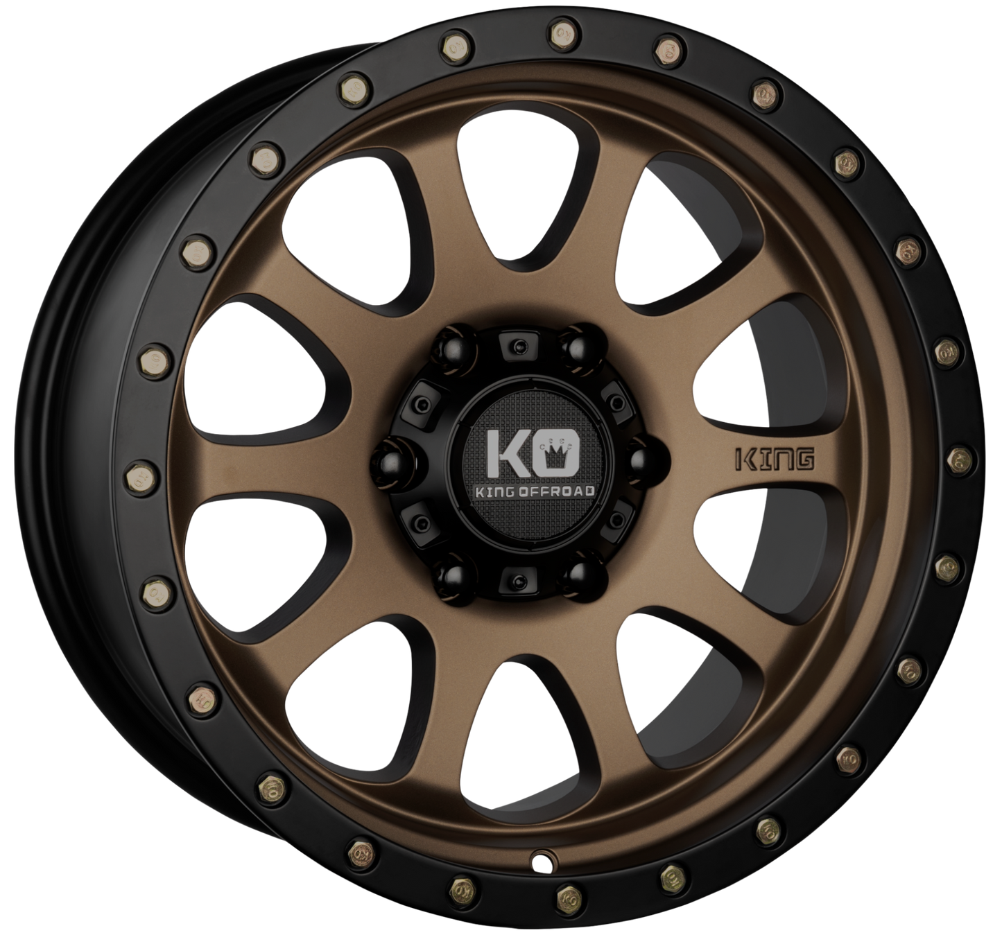 KING HURRICANE II Dark Satin Bronze Black Bead Ring