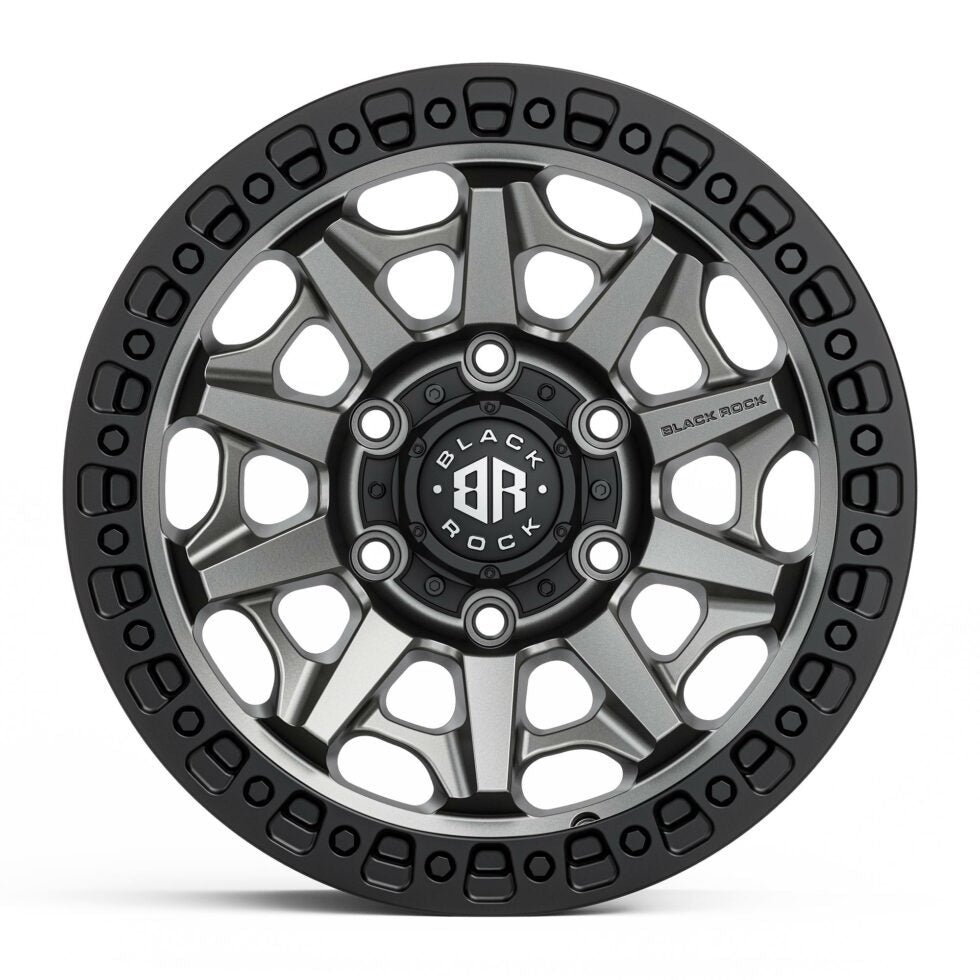 BLACK ROCK CAGE Gunmetal Grey Black Ring