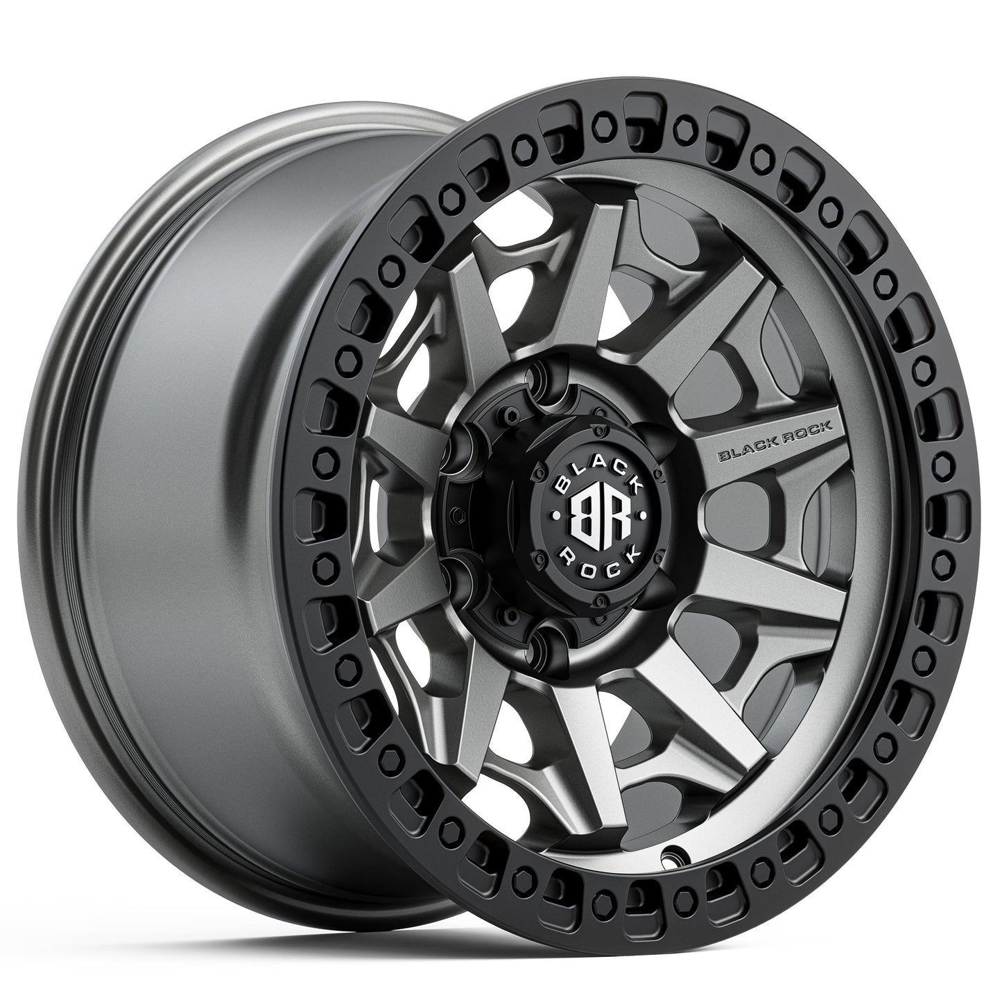 BLACK ROCK CAGE Gunmetal Grey Black Ring