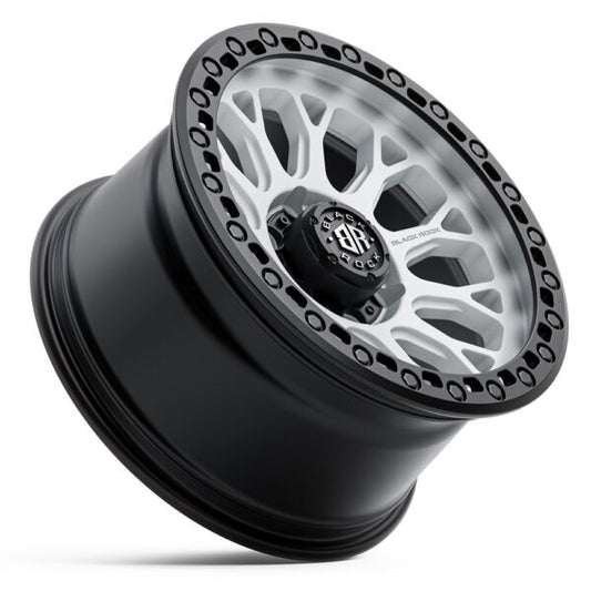 BLACK ROCK SPIDER Satin White Black Ring