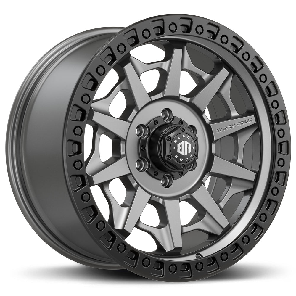 BLACK ROCK CAGE Gunmetal Grey Black Ring