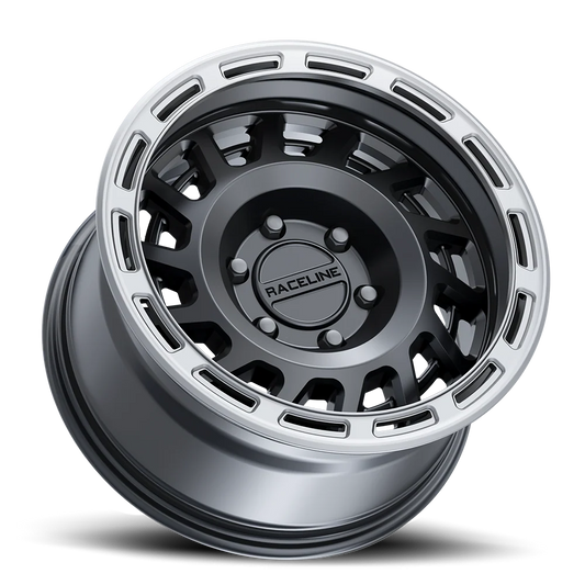 RACELINE HALO Satin Black Silver Ring
